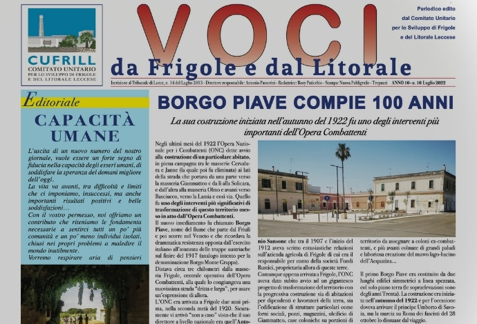 IL NUOVO NUMERO DEL GIORNALE DI FRIGOLE